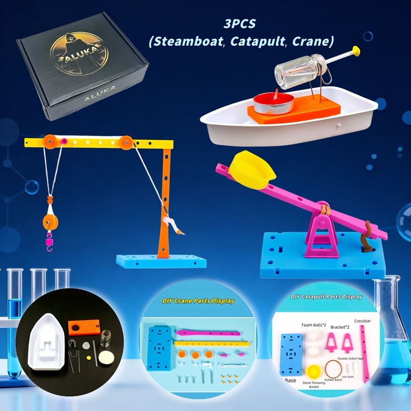 3 قطع نسخة أساسية من مجموعة اختراعات العلوم، صندوق هدايا، تجارب ممتعة، نموذج فيزياء يعمل بالبخار، عرض توضيحي بالبخار، لعبة سحرية تفاعلية، استكشاف المعرفة، هدية مثالية لعيد الهالوين وعيد الميلاد. - Image 3