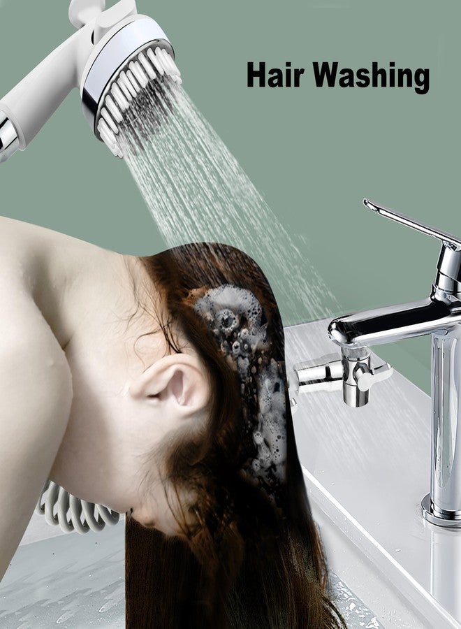 HO2ME Handheld Shower Sink-Faucet, Shower Head Attachment with 79'' Hose for Hair Washing/Pet Washing/Sink Cleaning, with Brass Faucet Aerator Switch, with 3 Brass Adaptors to Fits Most Faucets - Image 2