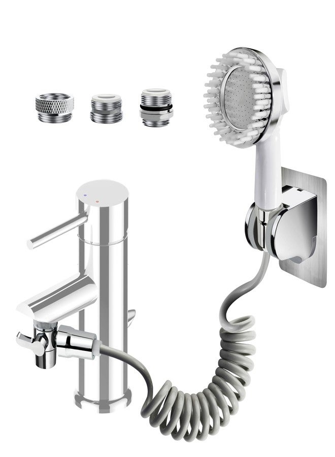 HO2ME Handheld Shower Sink-Faucet, Shower Head Attachment with 79'' Hose for Hair Washing/Pet Washing/Sink Cleaning, with Brass Faucet Aerator Switch, with 3 Brass Adaptors to Fits Most Faucets - Image 1