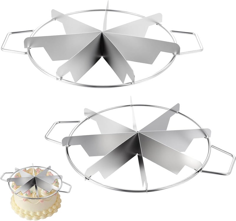 AojSup 2-Pack Pie Cutter 8 Slice & 7 Slice - 13.6" Stainless Steel Pie Slicer & Cheesecake Cutter, Commercial-Grade Cake Slicer for Even Slices, Perfect for Pies, Pizzas, Desserts - Image 1