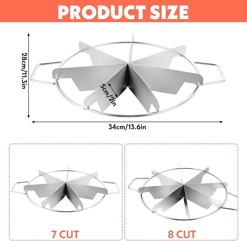 AojSup 2-Pack Pie Cutter 8 Slice & 7 Slice - 13.6" Stainless Steel Pie Slicer & Cheesecake Cutter, Commercial-Grade Cake Slicer for Even Slices, Perfect for Pies, Pizzas, Desserts - Image 2
