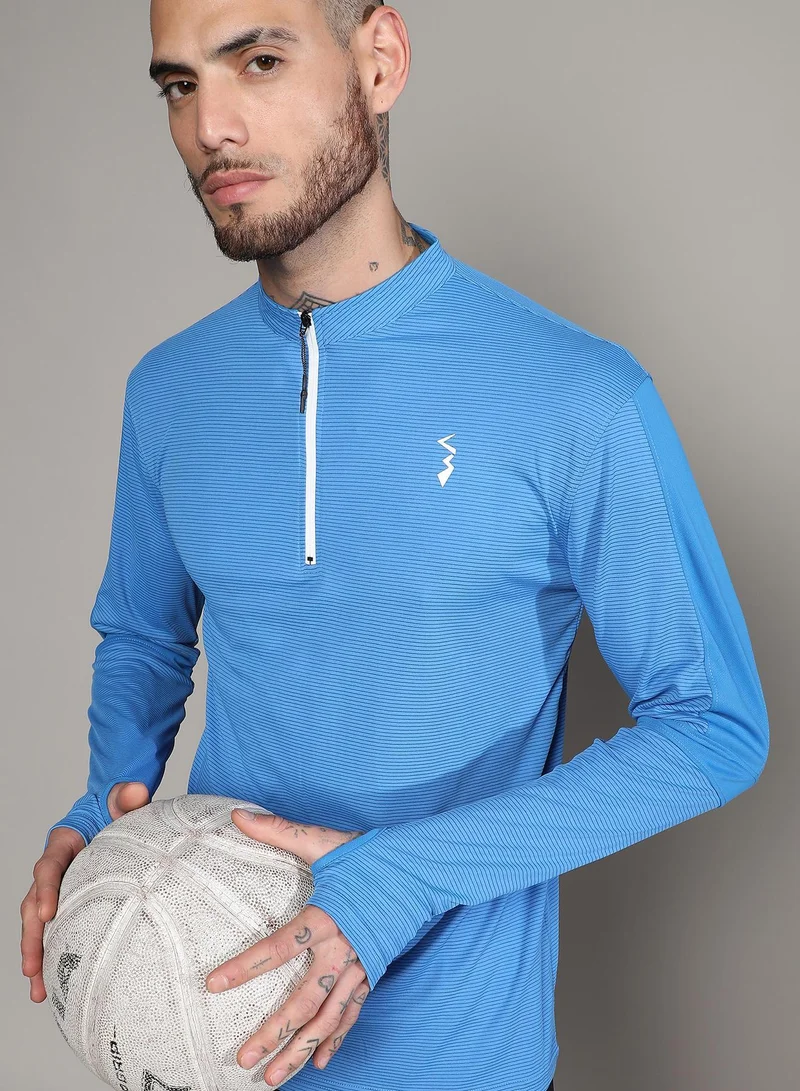 Men's Solid Light Blue Activewear T-Shirt