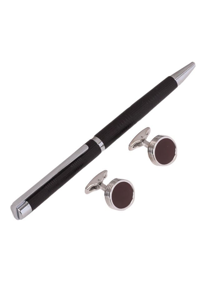 Corato Black and silver cufflinks and pen set, Corato - Image 3