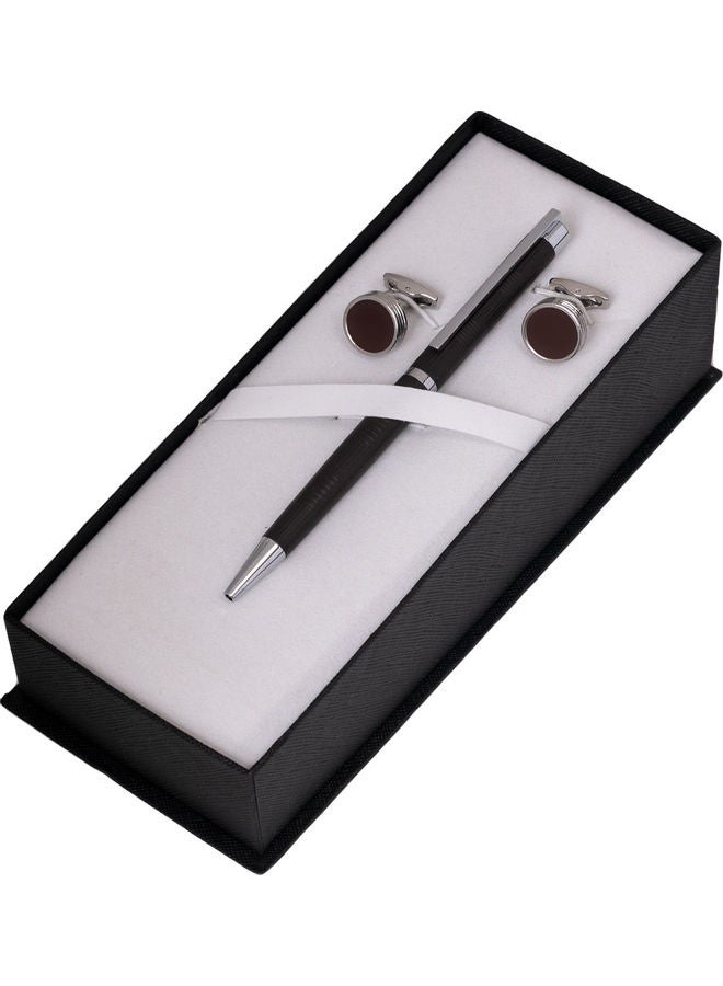 Corato Black and silver cufflinks and pen set, Corato - Image 2