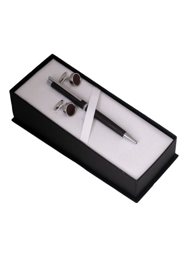 Corato Black and silver cufflinks and pen set, Corato - Image 1