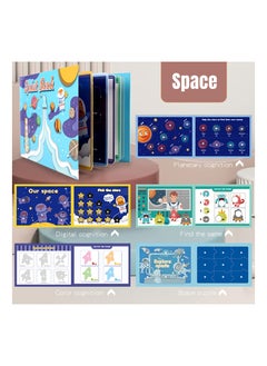 KASTWAVE 4 Pack DIY Quiet Book for Toddlers, Montessori Busy Book for Kids to Develop Learning Skills, Dinosaur Sea Travel Space Preschool Learning Activities Learning & Education Toys  - Image 3