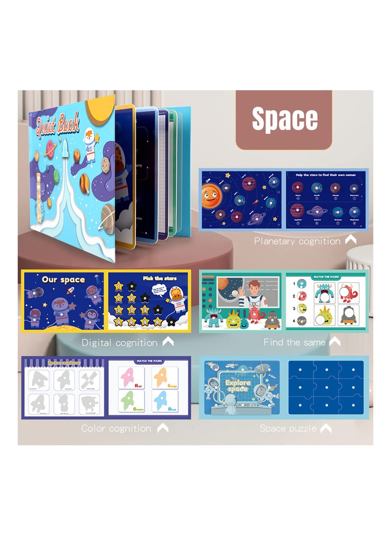 KASTWAVE 4 Pack DIY Quiet Book for Toddlers, Montessori Busy Book for Kids to Develop Learning Skills, Dinosaur Sea Travel Space Preschool Learning Activities Learning & Education Toys  - Image 3