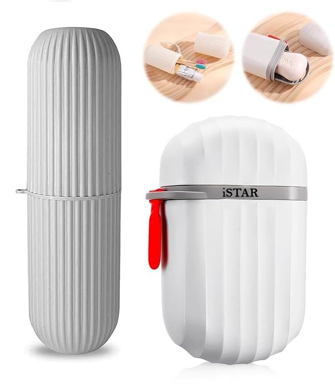 iSTAR 1 Pcs Travel Soap Case 1 Pcs Toothbrush Case Waterproof Travel Soap Dish Shower with Convenient Handle Leakproof Travel Soap Case Holder for Bathroom Camp - Image 2