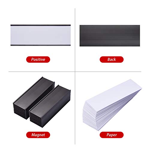 Eeoyu Magnetic Label Holders with Magnets Magnetic Data Card Holders with Clear Plastic Protectors for Metal Shelf, Whiteboard, Set of 30 (2 x 5.5 Inch) - Image 5