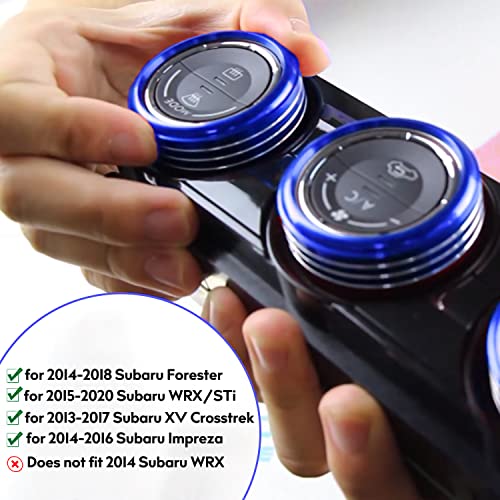 Bentolin for Subaru AC Knob Cover Accessory Center Console Switch Volume Temp Control Button Ring Trim Compatible with Forester 2014-2018, Crosstrek XV 2013-2017,Impreza 2014-2016,WRX/STi 2015-2020 Blue 3 PCS - Image 2