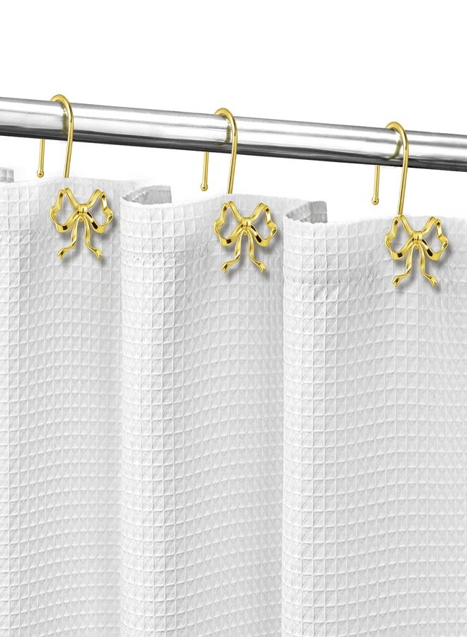 Sunlit Cute Gold Bow Knot Shower Curtain Hooks, Metal Home Decorative Shower Curtain Rings for Bathroom, Shower Curtain Hangers Bathroom Accessories, Set of 12 - Image 4
