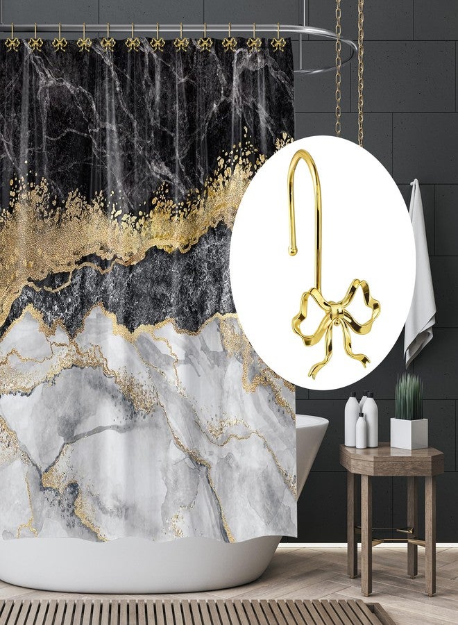Sunlit Cute Gold Bow Knot Shower Curtain Hooks, Metal Home Decorative Shower Curtain Rings for Bathroom, Shower Curtain Hangers Bathroom Accessories, Set of 12 - Image 5