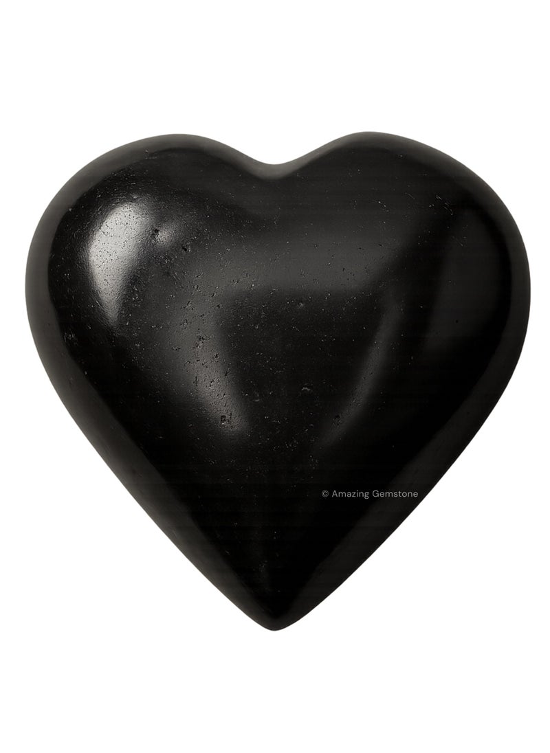 Amazing Gemstone Black Tourmaline Crystal Heart Palm Stone  Pocket Massage Worry Stone for Natural Body Chakra Balancing Reiki Healing and Crystal Grid 