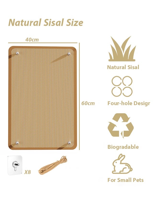 Generic Pet Cat Scratcher Board Durable Cat Scratching Pad, Wall Cat Scratcher Mat - Sisal Cat Scratching Pad for Indoor Cats Kitten，Equipped with an open hole traceless adhesive cat scratch pad, Cat Scratching Pad & Lounge, Cat Grinding Claw,60*40cmReinstallable Furniture Protector  - Image 2