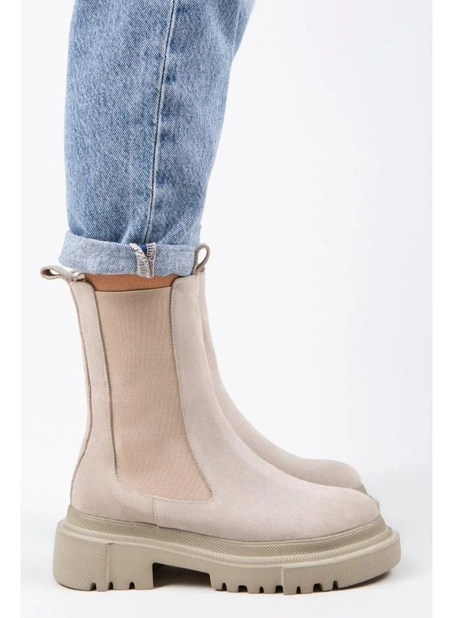 Manijero  Gitana Women's Genuine Leather Double-Sided Elastic Beige Suede Boot. for Women | Best Price UAE