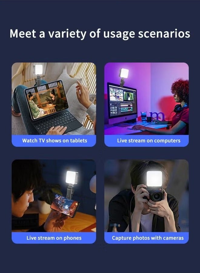 Portable RGB Video Light Fill Light 0-360 Full Color Video Light Dimmable 180 Degree Front and Rear Adjustment Angle for Photography,Video Conference,TikTok - Image 5