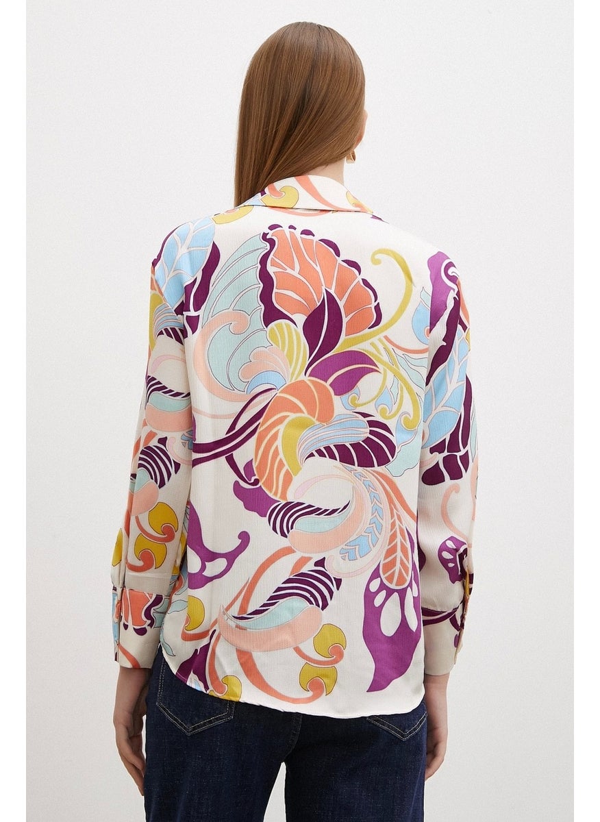 Never More Silk Pattern Shirt Purple  - Image 4