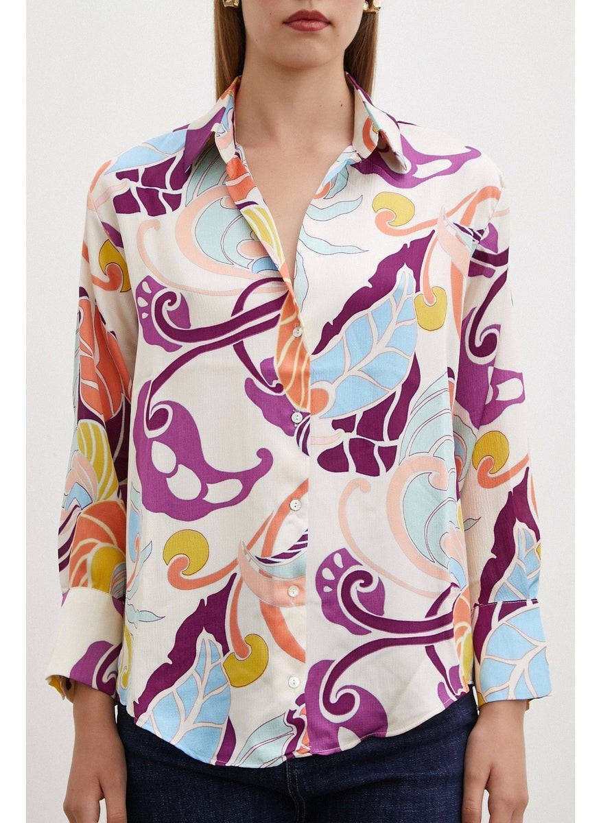 Never More Silk Pattern Shirt Purple  - Image 2