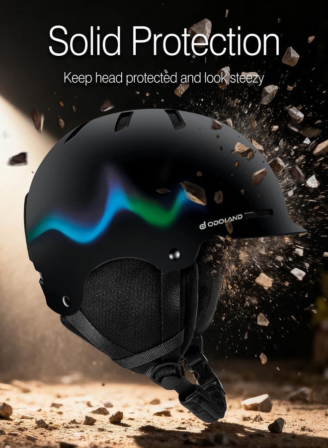 Odoland Adult Ski Helmet for Men & Women - Snowboard Helmet with Adjustable Dial Fit System, ASTM Safety Certified, Goggles Compatible for Skiing, Snowboarding, Aurora Black,S - Image 5