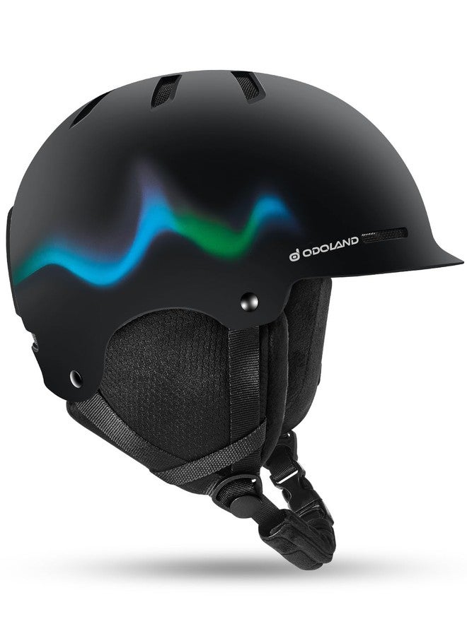 Odoland Adult Ski Helmet for Men & Women - Snowboard Helmet with Adjustable Dial Fit System, ASTM Safety Certified, Goggles Compatible for Skiing, Snowboarding, Aurora Black,S - Image 1