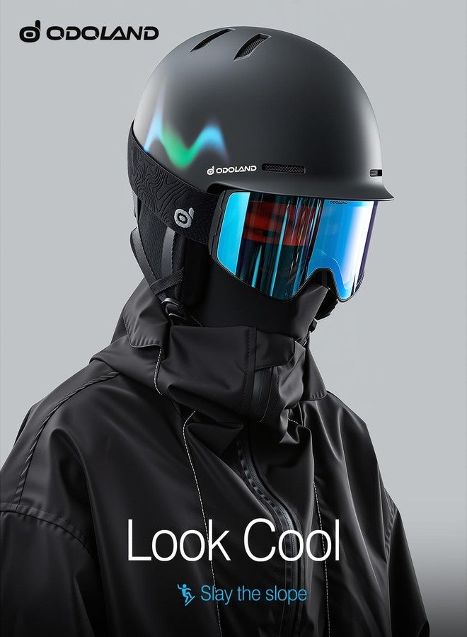 Odoland Adult Ski Helmet for Men & Women - Snowboard Helmet with Adjustable Dial Fit System, ASTM Safety Certified, Goggles Compatible for Skiing, Snowboarding, Aurora Black,S - Image 2