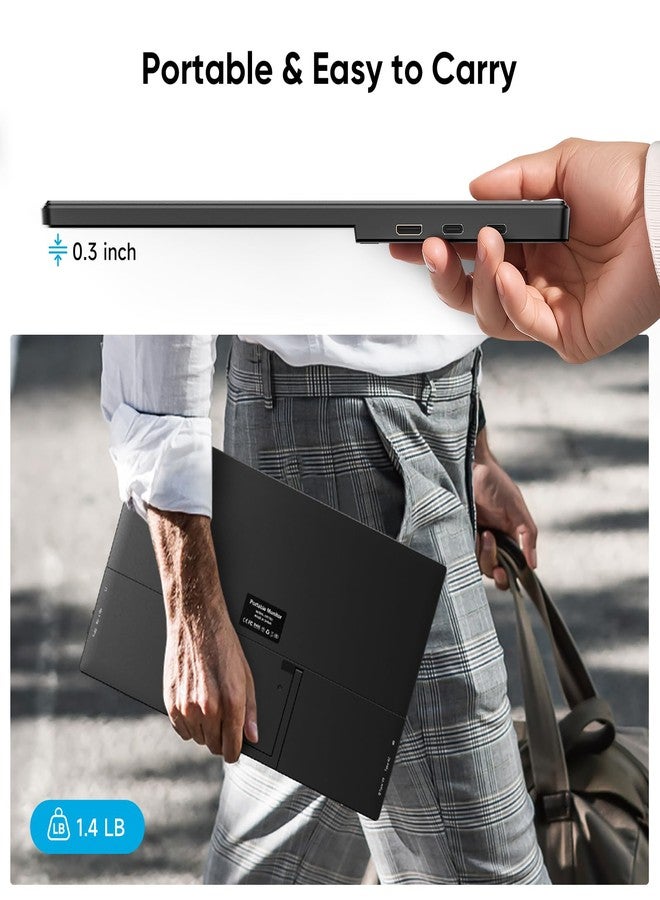Dopesplay Travel Portable Monitor with Sleeve Bag, 15.6" FHD 1080P Portable Screen for Laptop with Kickstand, USB-C HDMI Second External Monitor, Screen Extender for Laptop Mac Phone PS4/5 Xbox Switch - Black - Image 2