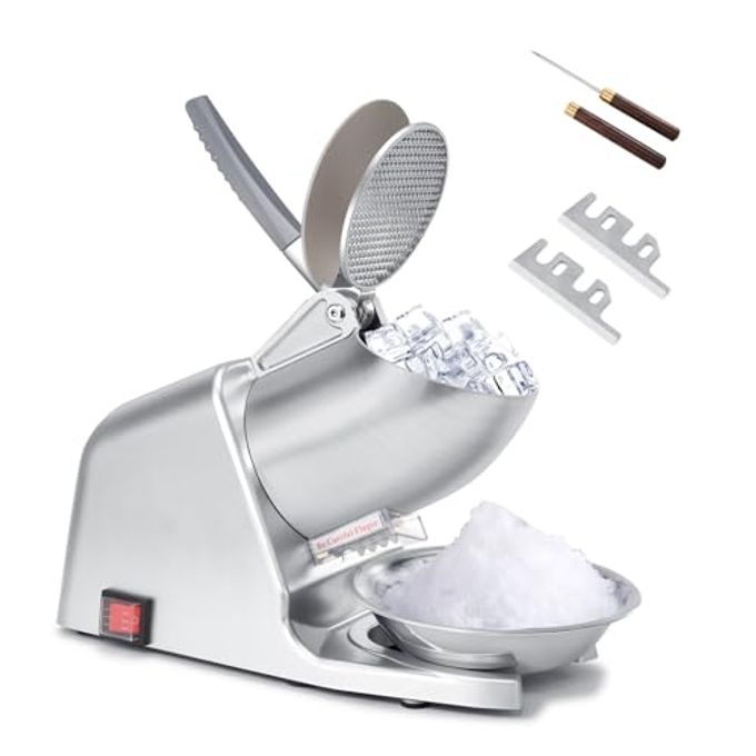 Hurmovae 300W 178 Lbs/Hr Etl-Listed Dual Blade Electric Ice Shaver Machine With Ice Pick, Ice Crusher For Home Use And Commercial, Shaved Ice Machine, Ice Grinder, Silver - Image 4