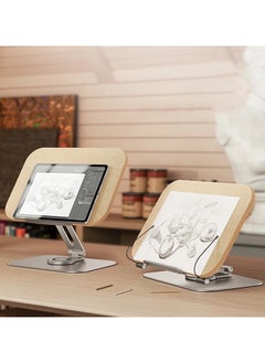 Homex "Ergonomic Bamboo Book Stand with Heavy-Duty Metal Base – Hands-Free Reading Holder with Adjustable Angles & Page Clips"  - Image 1