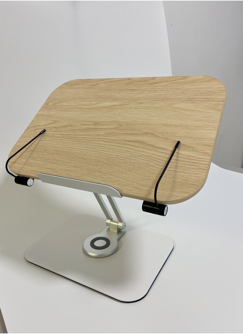 Homex - "Ergonomic Bamboo Book Stand with Heavy-Duty Metal Base – Hands-Free Reading Holder with Adjustable Angles & Page Clips" - Image 1
