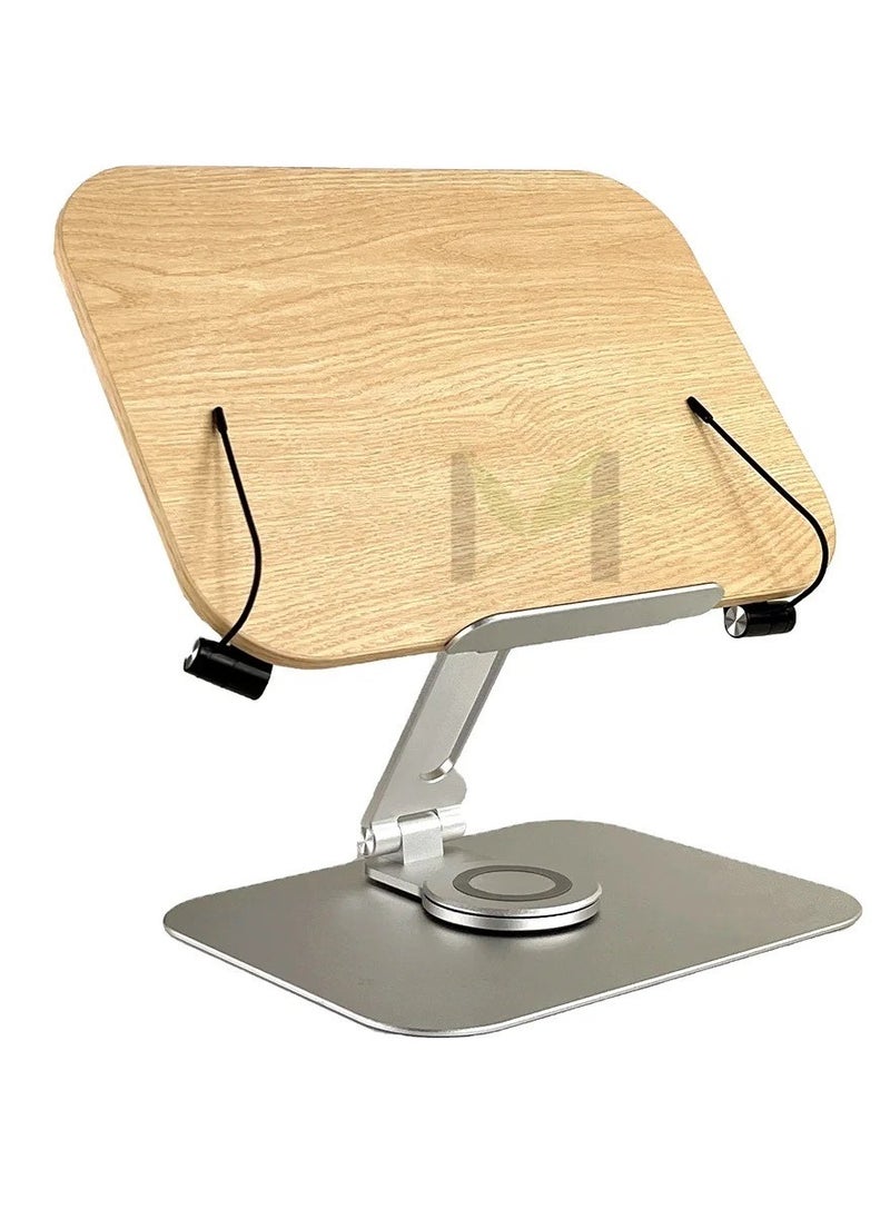 Homex - "Ergonomic Bamboo Book Stand with Heavy-Duty Metal Base – Hands-Free Reading Holder with Adjustable Angles & Page Clips" - Image 1