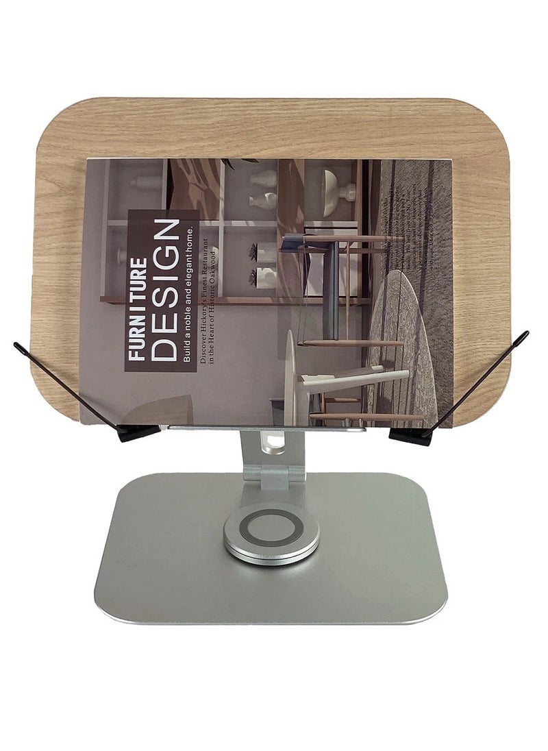 Homex - "Ergonomic Bamboo Book Stand with Heavy-Duty Metal Base – Hands-Free Reading Holder with Adjustable Angles & Page Clips" - Image 1