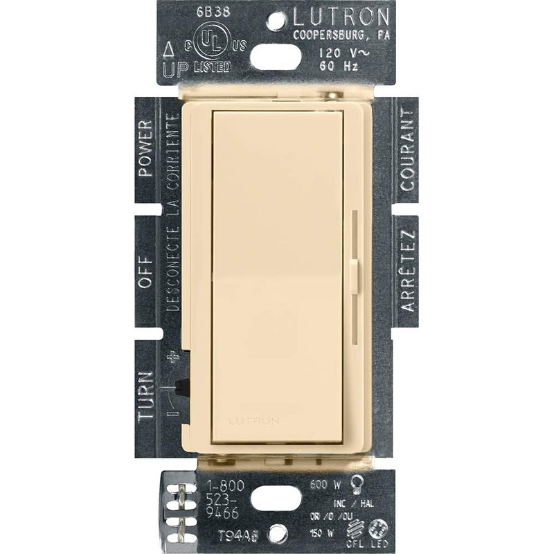 Lutron Diva LED+ Dimmer Light Switch for Dimmable LED, Halogen, and Incandescent Bulbs, 150 Watt, Single-Pole or 3-Way, DVCL-153P-IV, Ivory - Image 2