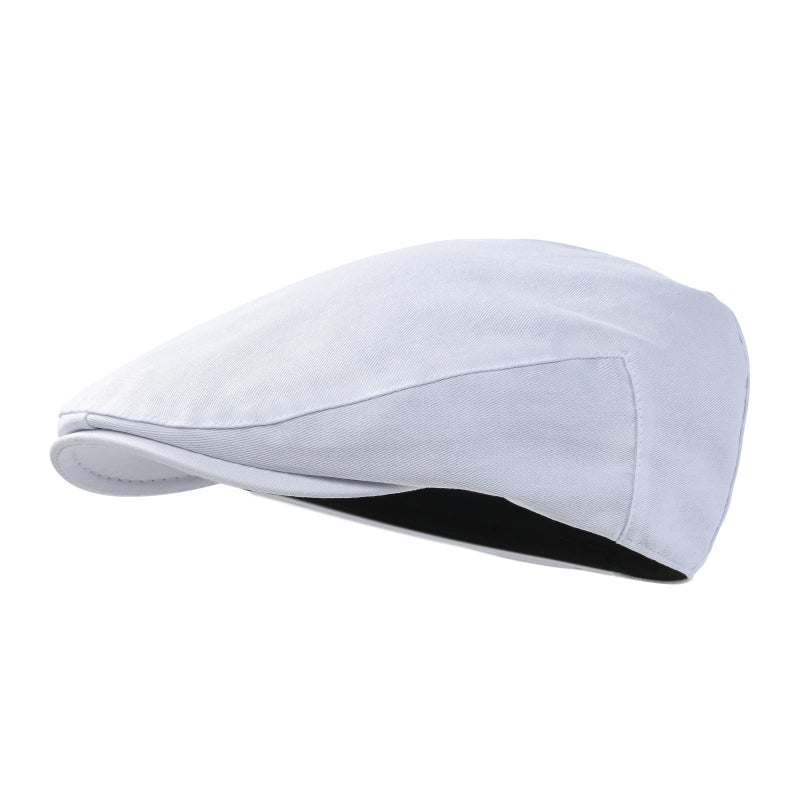 STARANCE Men's Cotton Ivy Gatsby Newsboy Hat Summer Driving Scally Cap Thin (White, 7 3/4) - Image 1