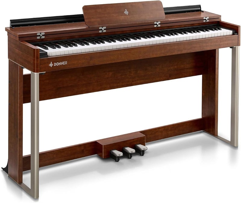 Donner Digital Piano with 88 Key Dynamic Graded Hammer Action Weighted Keyboard Piano, DDP-200 Upright Digital Piano for Professional with LCD Screen/5 Reverb/BT MIDI/Three Pedal - Image 1