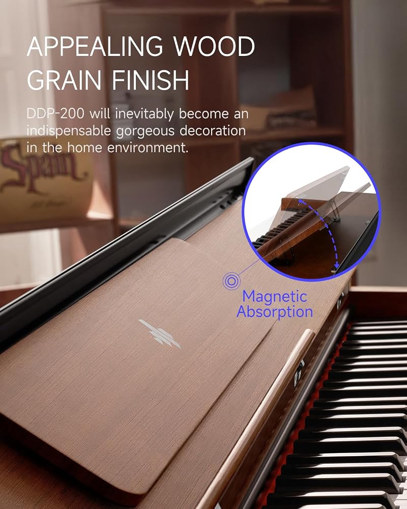 Donner Digital Piano with 88 Key Dynamic Graded Hammer Action Weighted Keyboard Piano, DDP-200 Upright Digital Piano for Professional with LCD Screen/5 Reverb/BT MIDI/Three Pedal - Image 5