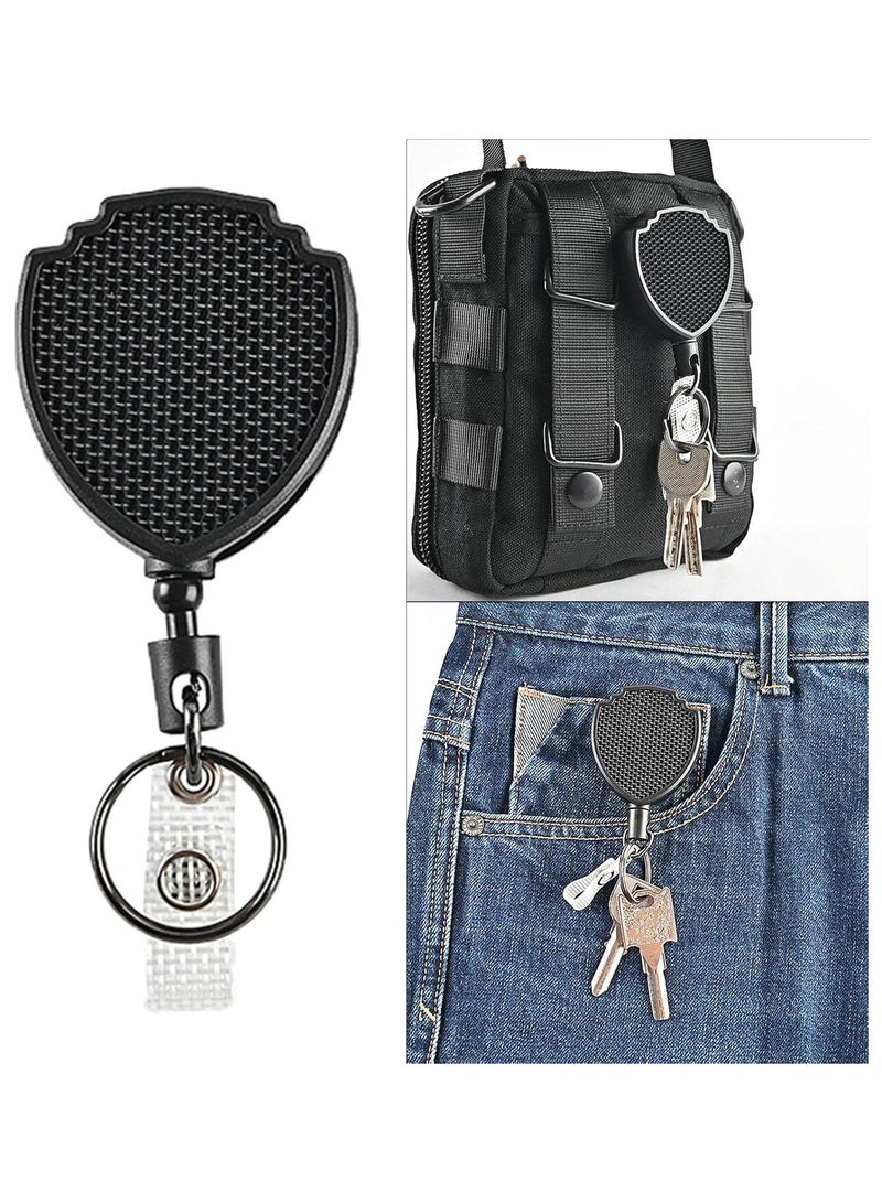GGOOT Retractable Keychain Heavy Duty ID-Card Badge Holder Extendable Students Nurse Badge Clip with Carabiner Clip Keyring Retractable Keychain Heavy Duty Metal String for Women with Clip Hook telescoping - Image 2