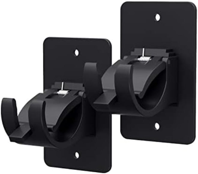 Wabboreq 4 Pieces Self Adhesive Curtain Rod Bracket, Universal Plastic Curtain Rod Holders, No Drill Curtain Rod Brackets Curtain Rod Hooks for Bathroom, Bedroom, Livingroom, Kitchen (Black) - Image 1