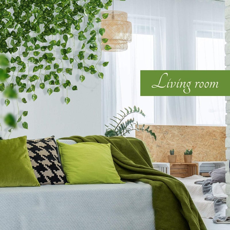 Yatim 78-Ft 12 Pack Silk Artificial Ivy Vines Leaf Garland Plants Hanging Wedding Garland Fake Foliage Flowers Home Kitchen Garden Office Wedding Wall Decor - Image 3