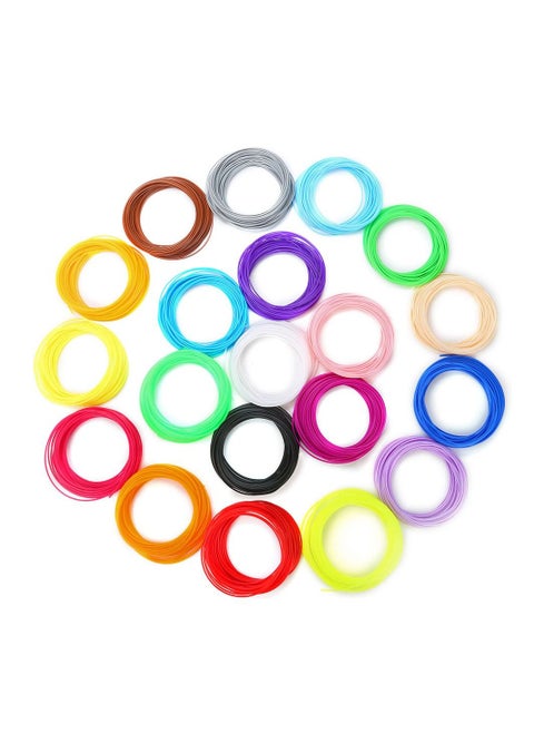 20 High Precision 3D Printing Pen Filament Refills Multicolor