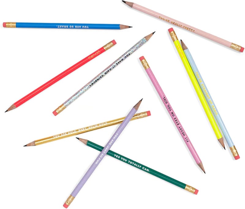 Bando Write On Colorful Pencil Set of 10, Pre-Sharpened #2 School/Office Graphite Pencils for Adults, Compliment/Sayings Pencils for Girls, Compliments - Image 2