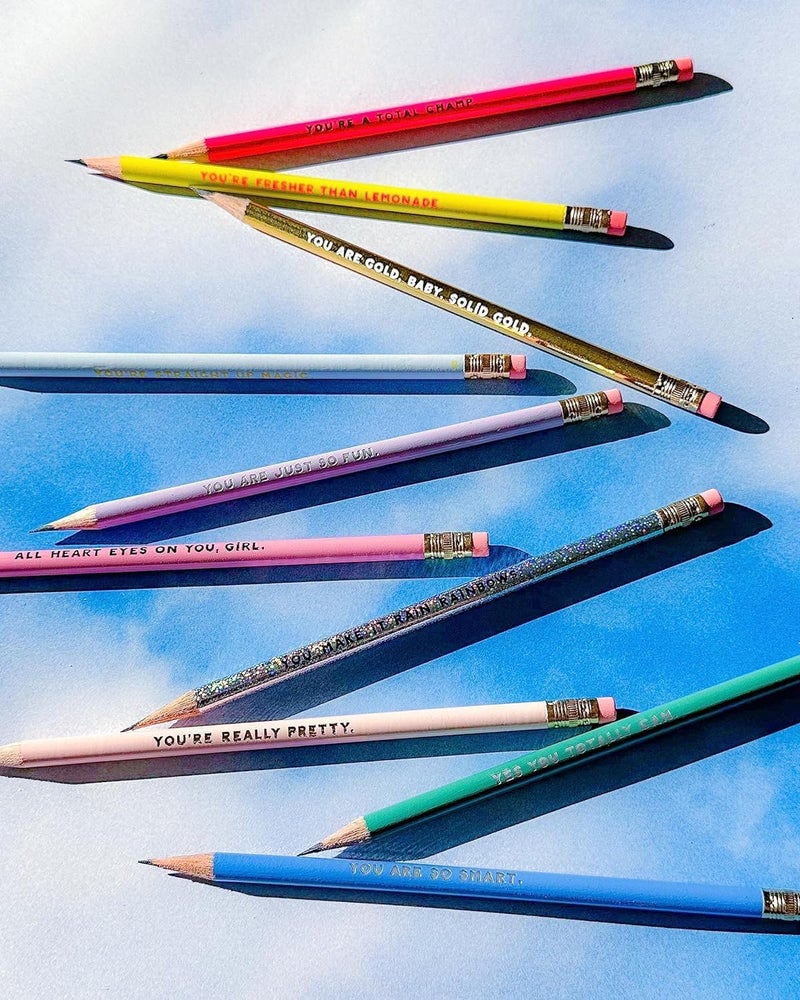Bando Write On Colorful Pencil Set of 10, Pre-Sharpened #2 School/Office Graphite Pencils for Adults, Compliment/Sayings Pencils for Girls, Compliments - Image 4