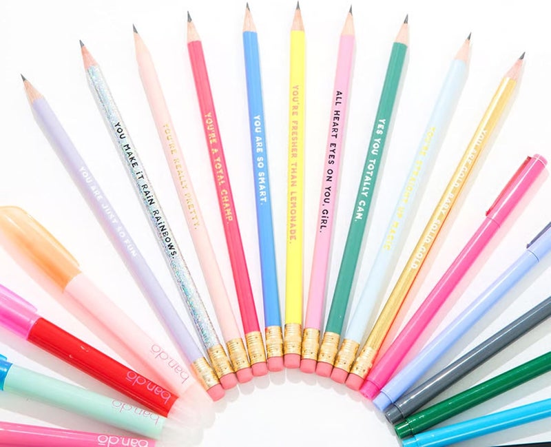 Bando Write On Colorful Pencil Set of 10, Pre-Sharpened #2 School/Office Graphite Pencils for Adults, Compliment/Sayings Pencils for Girls, Compliments - Image 3
