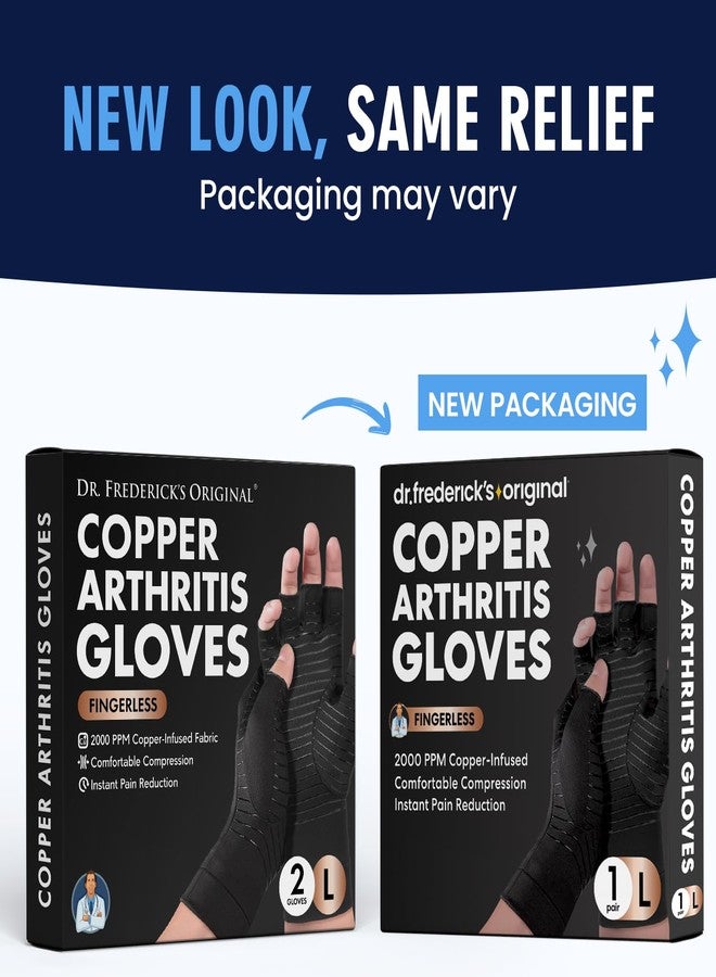 Dr. Frederick's Original Copper Compression Arthritis Gloves - Doctor-Developed Hand Pain Relief for Arthritis, Carpal Tunnel & Tendonitis - All-Day Comfort, Typing & Daily Use - Fingerless, Large - Image 4