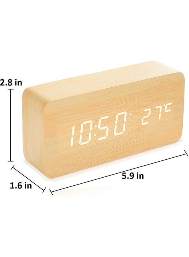 Multifunction Wooden LED Alarm Clock  with Date Time Display  - Image 2
