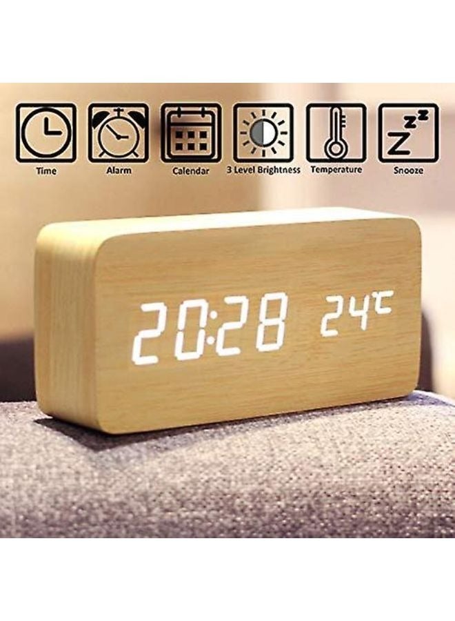 Multifunction Wooden LED Alarm Clock  with Date Time Display  - Image 3