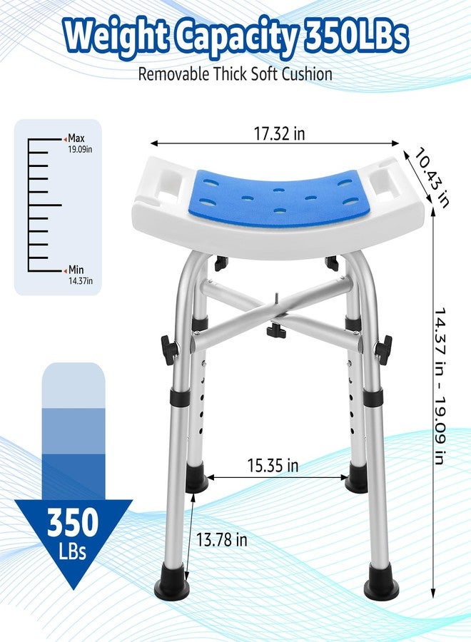 KSITEX Shower Chair Bath Stool Seat 350 Lbs, Height Adjustable Bath Bench with Padded Seat for Seniors, Shower Stool Chair for Inside Shower, Shower Seat Stool with Heavy Duty Crossbar Support (Blue) - Image 2