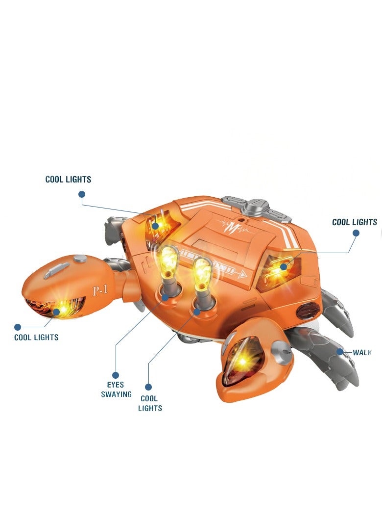 FLYHSO Orange crawling crab baby toy, equipped with music and LED lights, can automatically avoid obstacles. When the baby feels tired, the toy is a gift for learning crawling and walking - Image 2