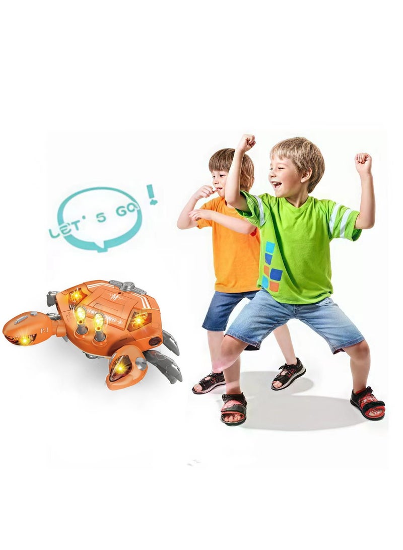 FLYHSO Orange crawling crab baby toy, equipped with music and LED lights, can automatically avoid obstacles. When the baby feels tired, the toy is a gift for learning crawling and walking - Image 4