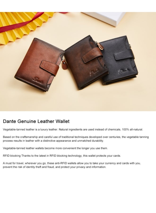 دانتي محفظة رجالية مضادة للسرقة بسحاب من الجلد الطبيعي من الطبقة الأولى من جلد البقر (بني) - Image 5
