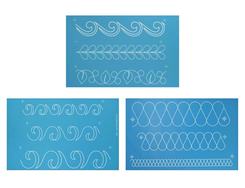 Full Line Stencil  Easy Border Bundle Pack of 3 Stencils Border Assortment Swirl Sashing Border Ribbon Candy Border for Free Motion Domestic Machine Hand LongArm Quilting 306693064030733